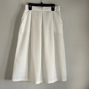 Stonybrook Chic Ivory A-Line Women's Pleated Linen Style Skirt Vintage 13/14